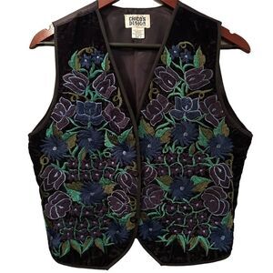 Chico's Womens sz 1/Small Embroided Vest Vintange 0098